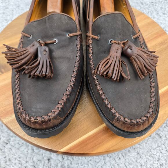 Cole Haan Mens 11M Country Brown Leather Two Tone Tasseled Lug Sole Daily Loafer - Picture 6 of 13